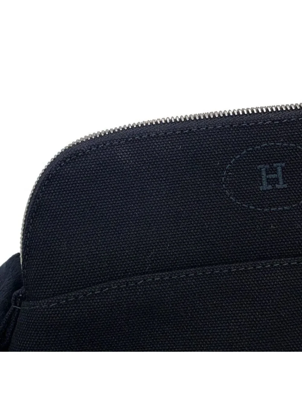 Hermes Pouch Bolide Mini Black Silver Canvas Case